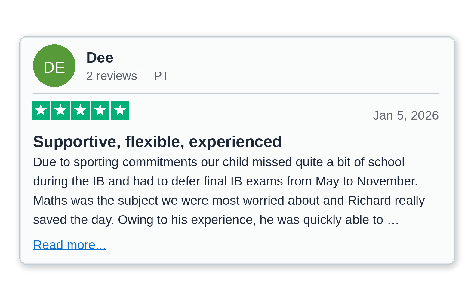 Trustpilot review from Dee