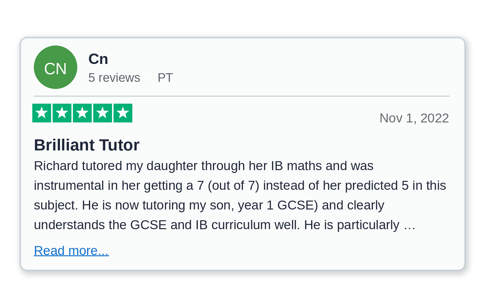 Trustpilot review from Cn