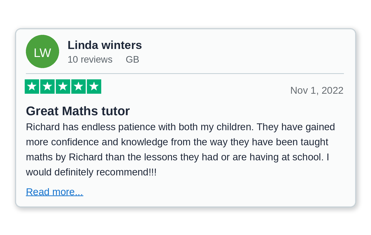 Trustpilot review from Linda Winters